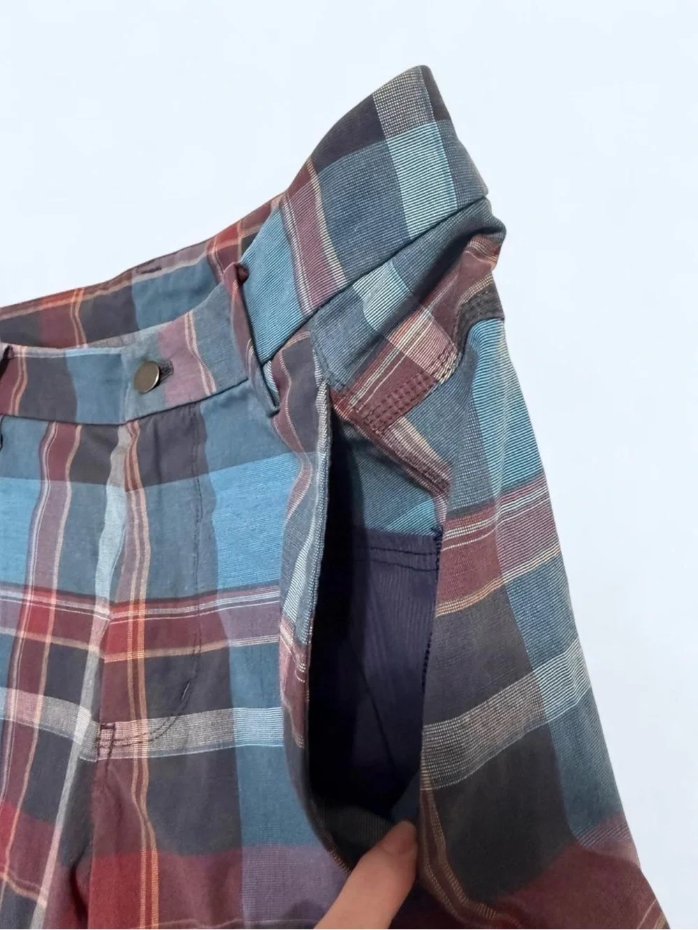Men’s Lululemon Blue, Red, and White plaid ABC Classic-Fit Golf Shorts